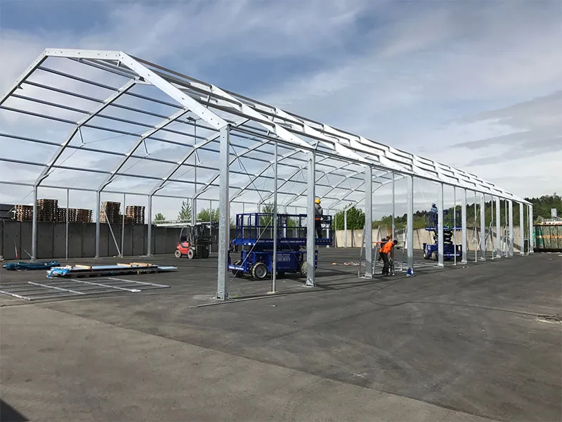 2018 Errichtung Lagerzelt Stahlkonstruktion